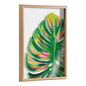 18" x 24" Blake Monstera Framed Printed Glass by Jessi Raulet - Kate & Laurel: Tropical Wall Decor, Vertical Display - 1 of 4