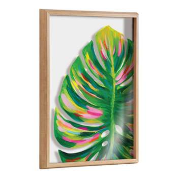 18" x 24" Blake Monstera Framed Printed Glass by Jessi Raulet of Ettavee Natural - Kate & Laurel All Things Decor
