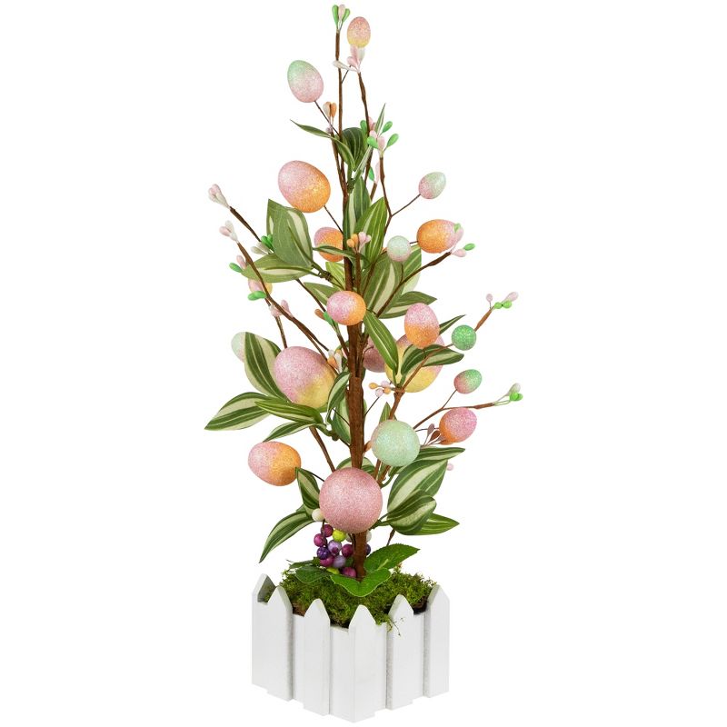 Northlight Artificial Potted Twig Tree with Easter Eggs - 18" - Pink, 4 of 9