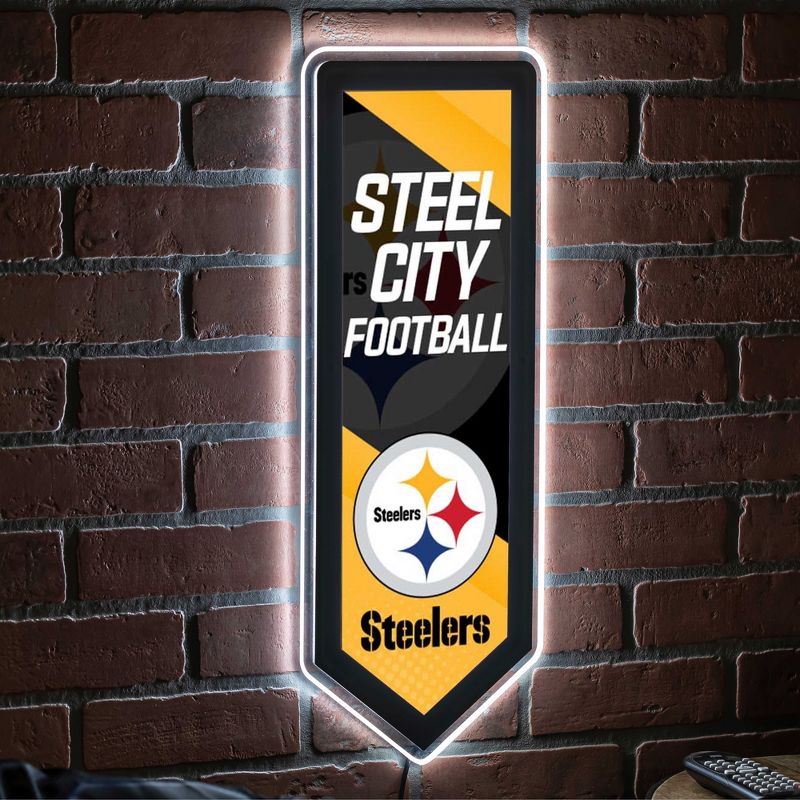 Evergreen Ultra-Thin Glazelight LED Wall Decor, Pennant, Pittsburgh Steelers- 9 x 23 Inches Made In USA, 2 of 7