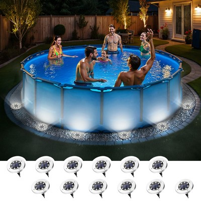 Cool White 8 LED Solar Outdoor Waterproof In-Ground Path Lights for Pathway, Yard, Lawn, Patio and Walkway