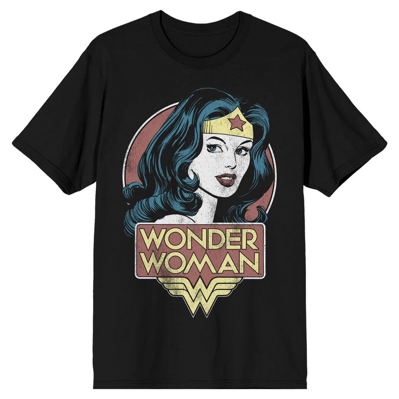 Wonder Woman Potrait Men's Black T-shirt, 1 of 2