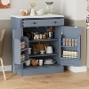 SKRAN Farmhouse kitchen pantry storage cabinet, with Drawer, 2 Adjustable Shelves and 2 Door Shelves, for Dining, Kitchen - 2 of 4