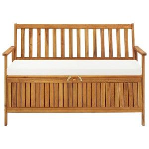vidaXL Storage Bench Natural wood Solid acacia wood with a polyester cushion - 1 of 4