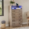 Tall Dresser for Bedroom with 5 Drawers, Charging Station & LED Lights, Modern Vertical Chest of Drawers, Wooden Storage Organizer Nightstand - 3 of 4