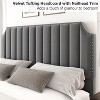 California King Velvet Bed Frame with 50.2" Vertical Channel Tufted Headboard & Footboard, Nailhead Trim, Upholstered Platform Bed - 3 of 4