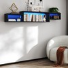 PAGED Wall Mounted Floating TV Stand Wood TV Console Table with 20 Color LEDs and Socket, TV Stands for Living Room - 2 of 4