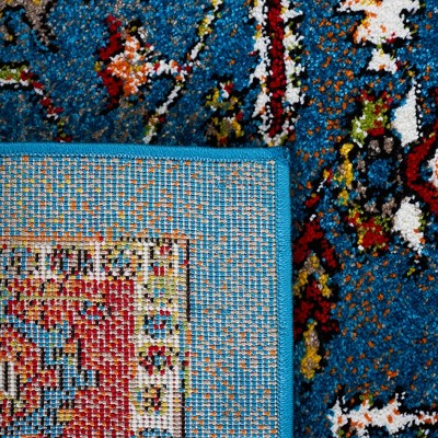 Blue and Red Vintage Hamadan Persian Area Rug