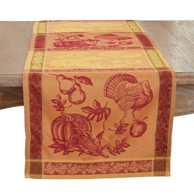 Saro Lifestyle Thanksgiving Fall Holiday Design Jacquard Cotton Blend Runner