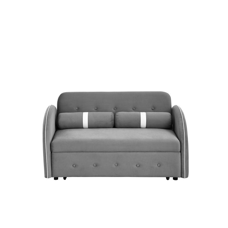 55.5" Pull Out Sleeper Sofa Bed, Upholstered Velvet Loveseat Sofa Couch with Side Pockets, Adjustable Backrest, and Lumbar Pillows-ModernLuxe, 4 of 13