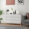 HOMCOM Fluted Dresser for Bedroom with 6 Drawers, 54" Wide Chest of Drawers with Gold Finger Pulls and 5 Wood Legs - 2 of 4