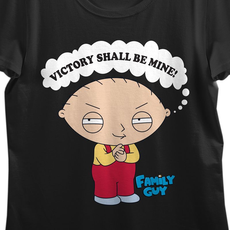 Family Guy Stewie Victory Shall Be Mine Crew Neck Short Sleeve Black Women's Crop Top, 2 of 3