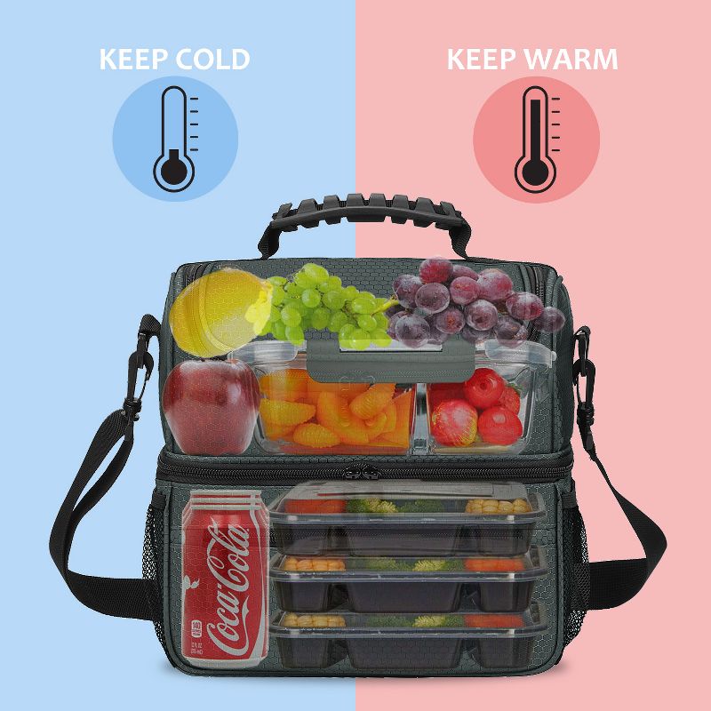 Tirrinia Large Lunch Bag, 13L/22 Cans Insulated Leakproof Reusable Bento Lunch Box with Dual Compartment, Lunch Cooler Tote Bag for Work, Beach, 4 of 9