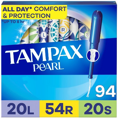 Tampax Pearl Tampons Trio Pack with Plastic Applicator and LeakGuard Braid - Light/Regular/Super Absorbency - Unscented