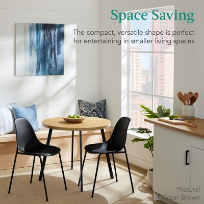 35.5" Round Black MDF Mid-Century Modern Dining Table