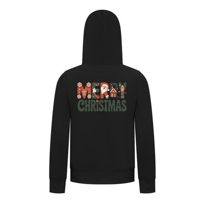Everyday Kids Christmas Collection Merry Christmas Zip Up Hoodie – Holiday Sweatshirt - Black