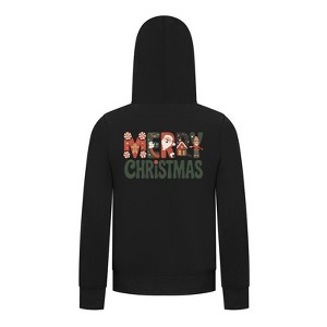 Everyday Kids Christmas Collection Merry Christmas Zip Up Hoodie – Holiday Sweatshirt - Black - 1 of 1