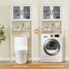 Over The Toilet Storage Cabinet with Glass Doors, Bathroom Above Toilet Storage Cabinet with Adjustable Shelves, White - 3 of 4