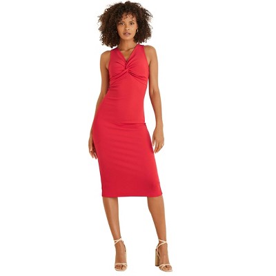 VENUS Womens Twist Front Midi Dress
