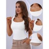 Allegra K Women's Square Neck Warm with Built-In Bra Ribbed Tank Undershirts - 3 of 4