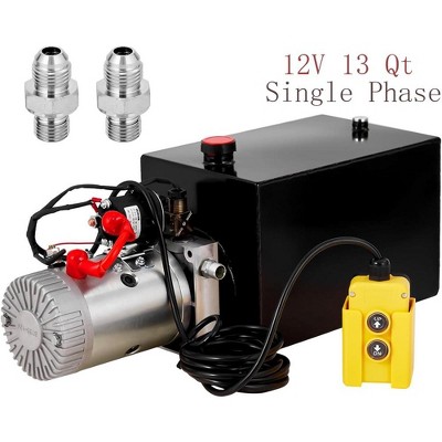 13 Qt Car Lift Hydraulic Pump Dump Trailer Electric Power Unit Single Action 12v