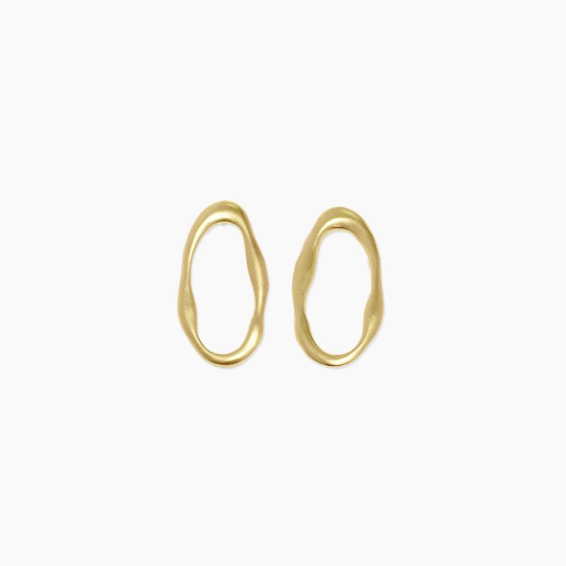 sanctuaire Dainty Abstract Oval Earrings Gold, 1 of 4