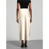 Women's Satin Maxi Skirt - High Waist A-Line Long Skirt for Elegant Office Wear Beige - 2 of 4