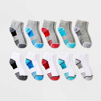 Cat & Jack - Girls Striped Lightweight Ankle Socks 10 Pack - Small 5 1/2 -  8 1/2