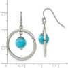 Chisel Stainless Steel Polished with Synthetic Turquoise Dangle Earrings with Shepherd Hook - 4 of 4
