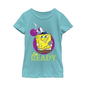 Girl's SpongeBob SquarePants I'm Ready Burger Chef T-Shirt - 1 of 3