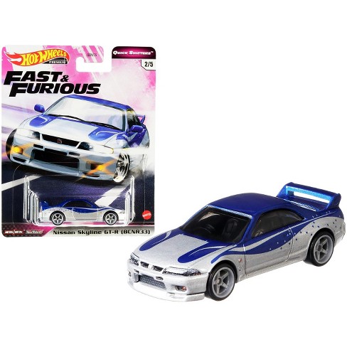 Nissan Skyline Gt R Bcnr33 Silver And Blue Fast Furious Diecast Model Car By Hot Wheels Target