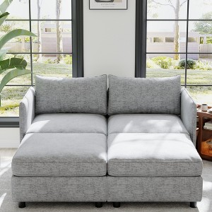 68" Modular Sleeper Sectional Sofas with Storage Seat, 4-piece Free Combination - 1 of 4