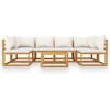 vidaXL Cream Patio Lounge Set- Solid Acacia Wood Frame, Includes Table, Corner & Middle Sofas, Comes with Removable Seat & Back Cushions - 3 of 4