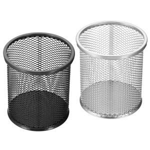 Unique Bargains Metal Large Capacity Round Desk Accessories Mesh Pen Holders 2 Pcs - 1 of 4