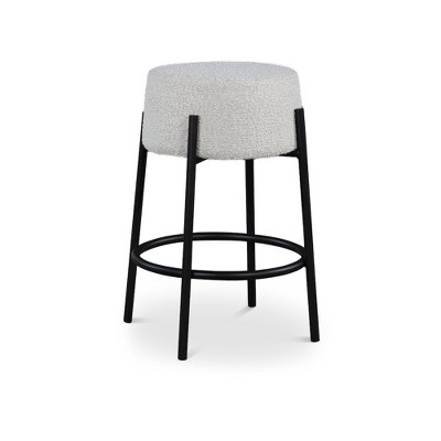 Meridian Furniture,Avalon Cream Boucle Fabric Counter Stool