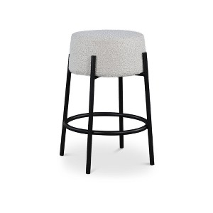 Meridian Furniture,Avalon Cream Boucle Fabric Counter Stool - 1 of 4
