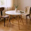 HomeRoots 36" White and Natural Wood Round Top Dining Table - 2 of 4