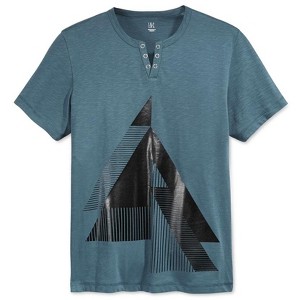 I.N.C International Concepts Mens Split Neck Graphic T-Shirt, Grey, Medium - 1 of 1