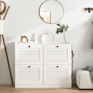 Shoe Storage Cabinet with 4 Flip Drawers, Large Freestanding Hidden Shoe Rack Organizer, Entryway Shoe Organizer Cabinet for Living Room Bedroom - 1 of 4