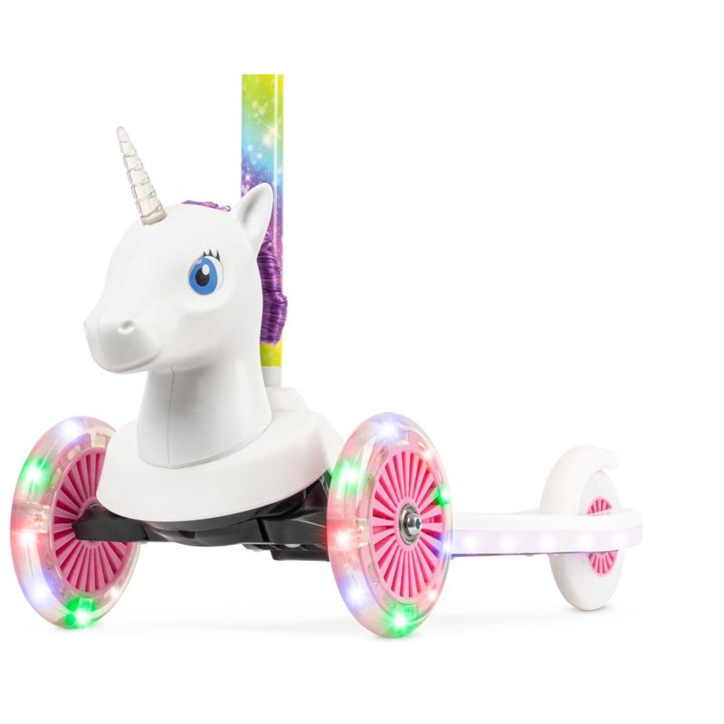 Voyager Unicorn 3D Tilt and Turn Kids Scooter with Light Up Deck and Wheels, 4 of 7