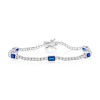 Bella Silver Sterling Silver, Rectangle Bezel-Set & Round CZ Bracelet - Sapphire - Blue - 7 Inch - 2 of 3