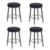 24.75" Velvet Upholstered Backless Counter Stools Set of 4 with Footrest, Round Seat, and Metal Frame for Kitchen, Bedroom - 3 of 4