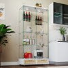 Okak 16/32in Modern Display Case, Glass Bookshelf with 4 Shelves and Drawer, Cube Storage Organizer for Living Room and Bedroom - 2 of 4