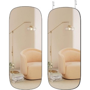 SONGMICS Mirror, Arched Wall Mirror Full Length, 47.2" x 18.5" Mirror for Wall Door, Frameless Glass Mirror Decor,  Black - 1 of 4
