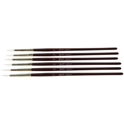 Jack Richeson White Synthetic Brush Classroom Pack, Assorted Brush Types,  Long Handle, Assorted Sizes, Pack Of 36 : Target
