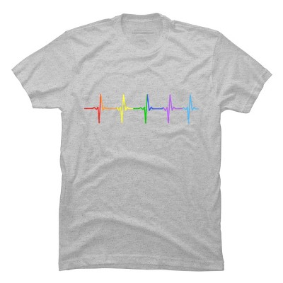 Adult Design By Humans Pride Rainbow Heartbeat By Thingsandthings T-Shirt