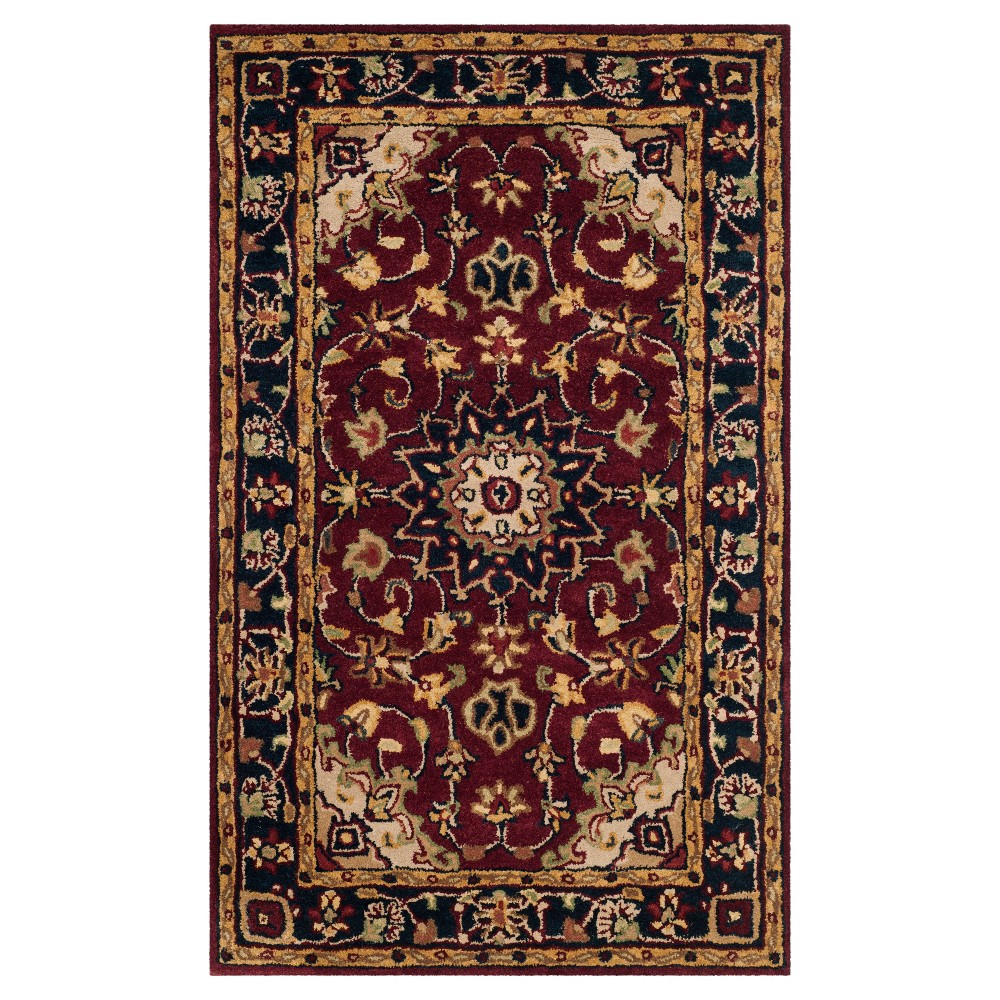 Burgundy/Navy Botanical Tufted Accent Rug - (3'x5') - Safavieh