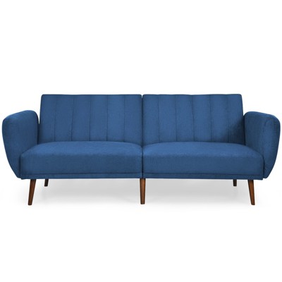 Costway Convertible Futon Sofa Bed Adjustable Couch Sleeper w/ Wood Legs Navy\Grey\Yellow