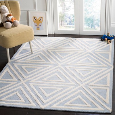 Blue and Ivory Hand-Tufted Wool Kids Area Rug 4' x 6'