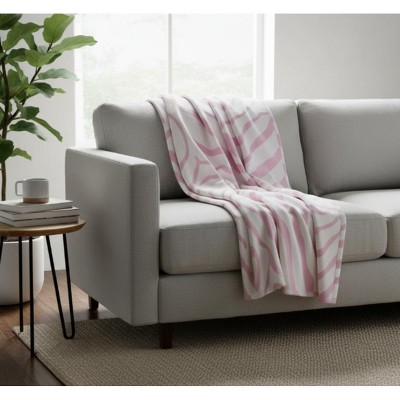Manual Woodworkers & Weavers Natural Pink Zebra Throw – 48x60 Lightweight Rayon Animal Print Blanket